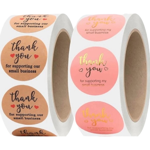 Thank You Stickers 1” Roll of 500 Stickers - Your Choice of 4 Designs - Picture 4 of 5